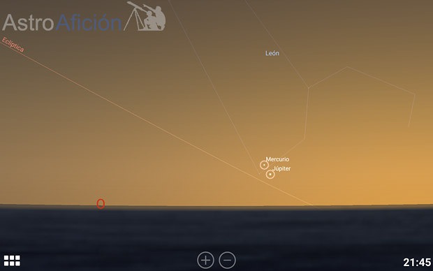 Conjunción Mercurio Júpiter 7 Agosto 2015