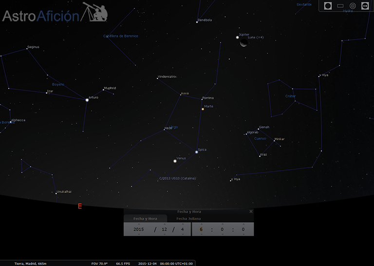 Conjunción Luna Júpiter 4 Diciembre 2015