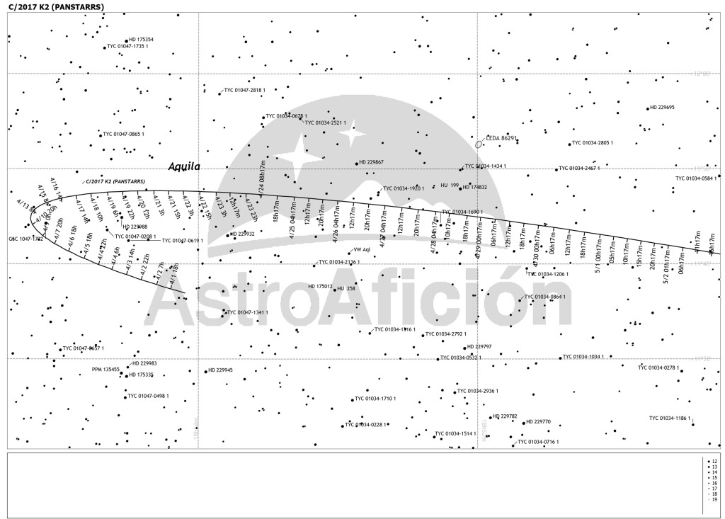 Localización del  Cometa C/2017 K2 (PANSTARRS) en abril de 2022.