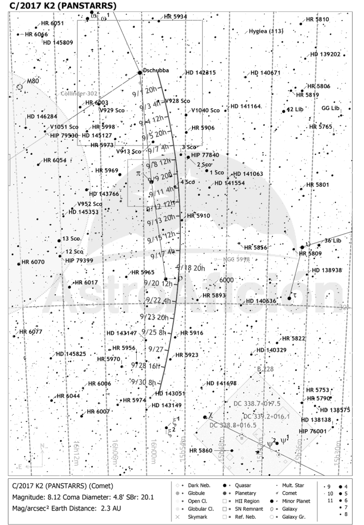 Localización del Cometa C/2017 K2 (PANSTARRS) en septiembre de 2022