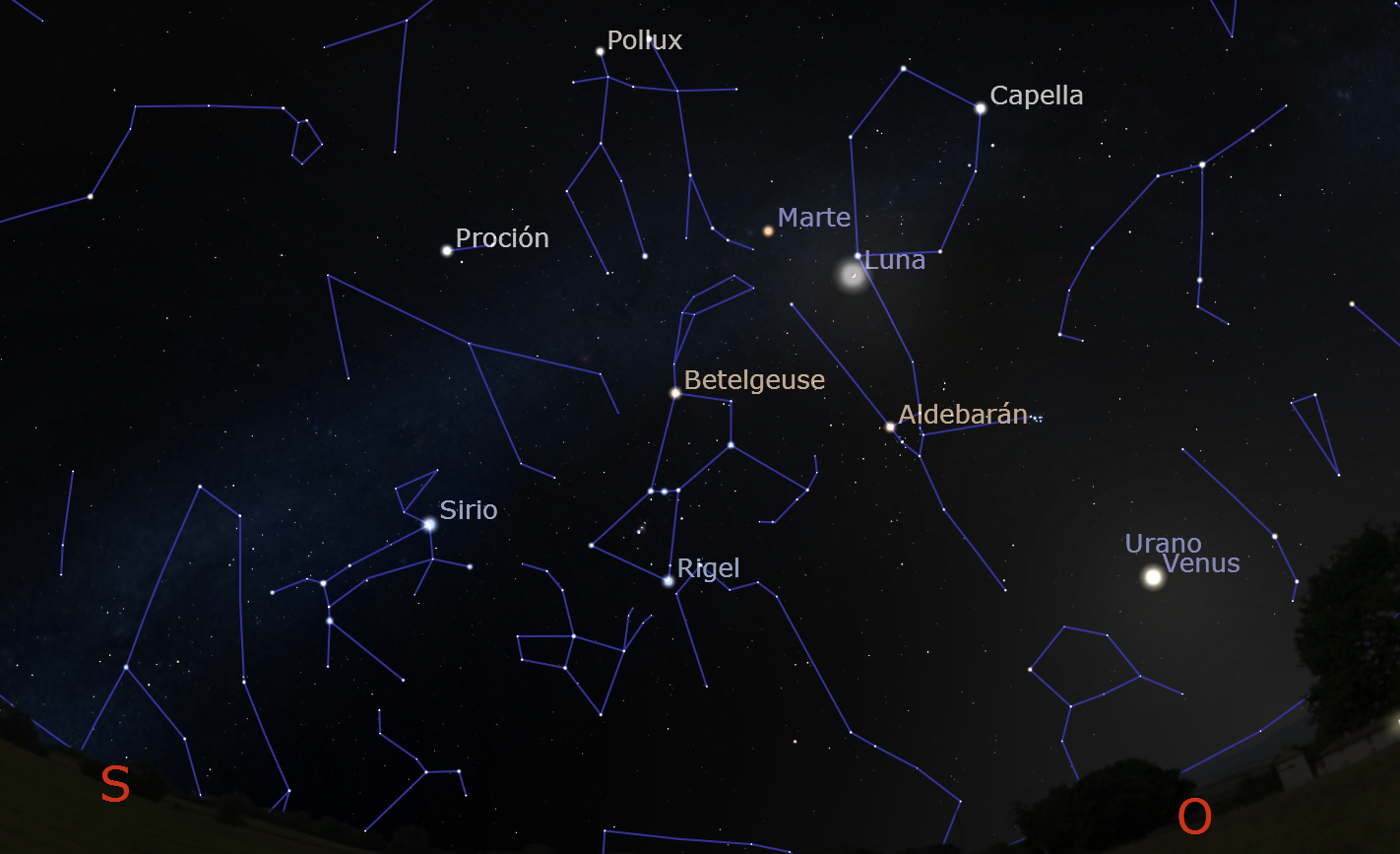 Imagen de la constelación de Orión en el cielo