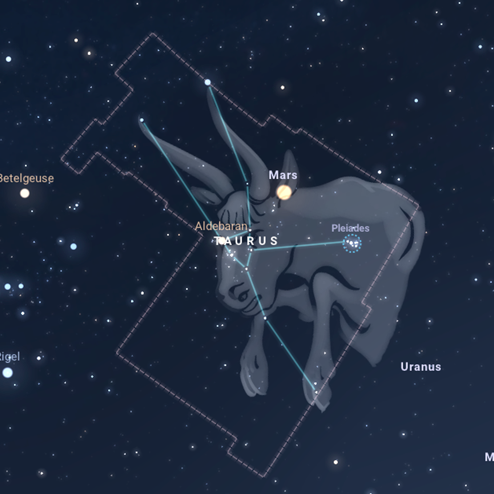 Imagen de la constelación de Tauro creada con Stellarium