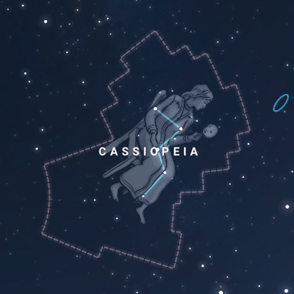 Imagen de la constelación de Casiopea creada con Stellarium