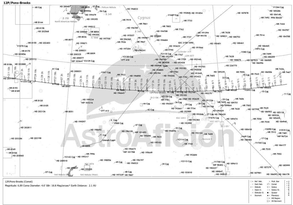 Localización del Cometa 12P/Pons-Brooks en enero de 2024