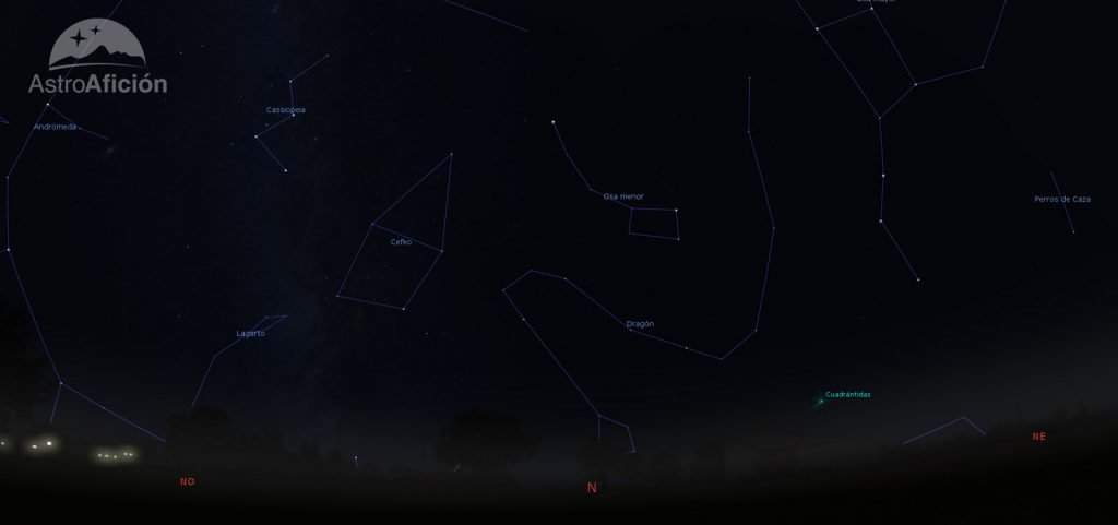 Radiante de la lluvia de meteoros de las Cuadrántidas de enero. 