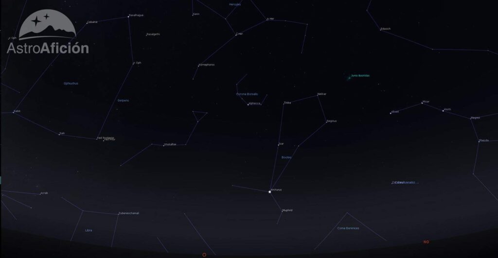 Radiante de la lluvia de meteoros de las Bootidas de junio